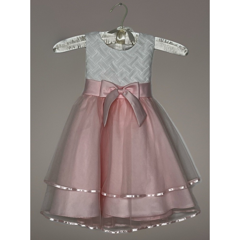 Rare Editions Blush Pink Mesh Basket Weave Tiered Dress 4 T Girls  Party Church